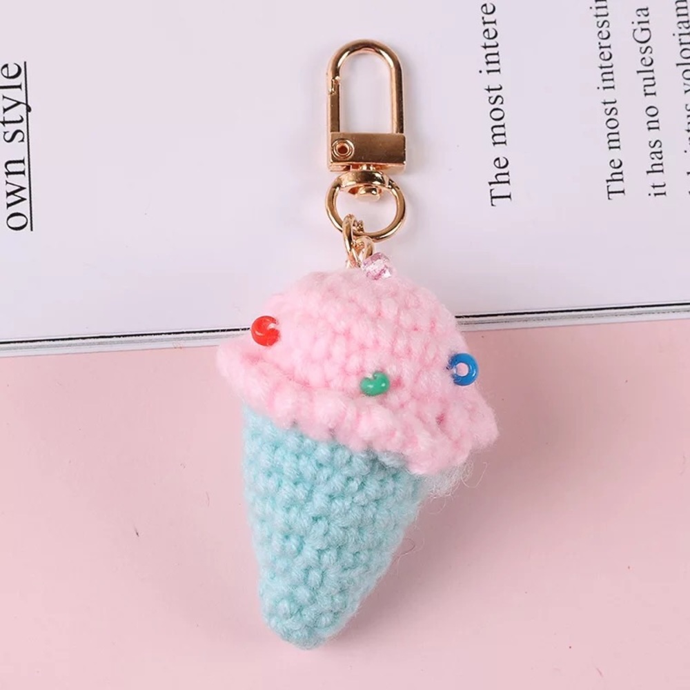 Crochet keychain ice cream womens girls cute fun 1pc - Picture 3 of 3